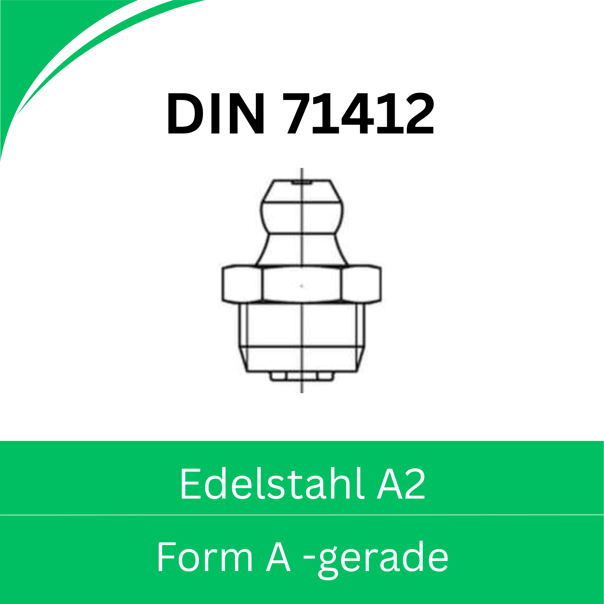 Bild von DIN 71412 ➤ Sechskant - Schmiernippel (Form A - gerade) - Edelstahl A2